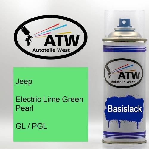 Jeep, Electric Lime Green Pearl, GL / PGL: 400ml Sprühdose, von ATW Autoteile West.